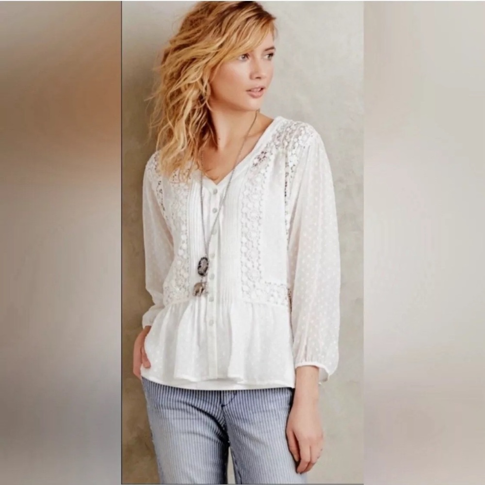 EUC❤️‍🔥SALE❤️‍🔥Anthropologie Meadow Rue Victorian sheer blouse